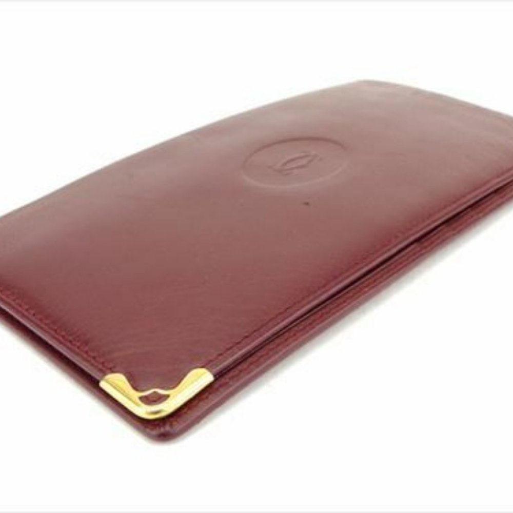 Cartier Wallet Purse Mastline Red Gold leather Woman unisex Authentic Used - Picture 3 of 8